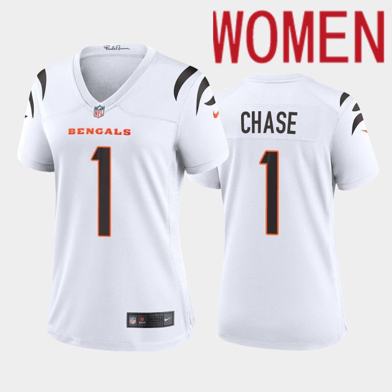 Women Cincinnati Bengals #1 Ja Marr Chase Nike White Game NFL Jersey